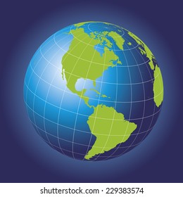 North America map. Europe, Greenland, North Pole, South America. Earth globe. Elements of this image furnished by NASA. Planet Earth as seen from space