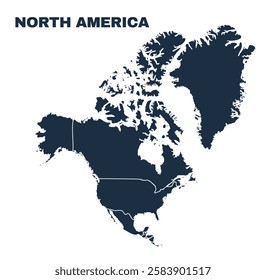 North America map flat border outline vector