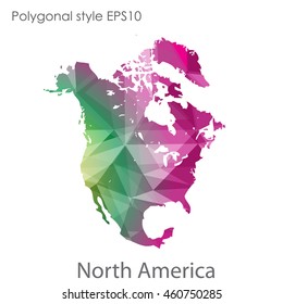 North America map in geometric polygonal style.Abstract gems triangle,modern design background.Vector Illustration EPS10.