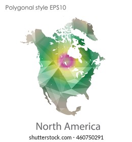 North America map in geometric polygonal style.Abstract gems triangle,modern design background.Vector Illustration EPS10.