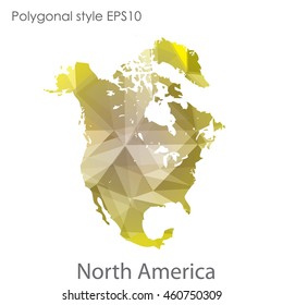 North America map in geometric polygonal style.Abstract gems triangle,modern design background.Vector Illustration EPS10.