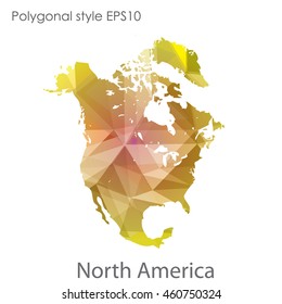 North America map in geometric polygonal style.Abstract gems triangle,modern design background.Vector Illustration EPS10.