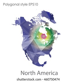 North America map in geometric polygonal style.Abstract gems triangle,modern design background.Vector Illustration EPS10.