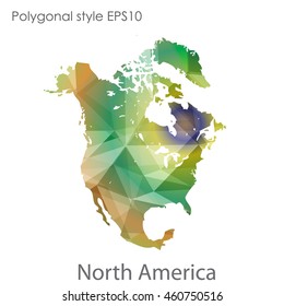 North America map in geometric polygonal style.Abstract gems triangle,modern design background.Vector Illustration EPS10.