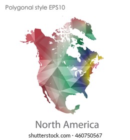 North America map in geometric polygonal style.Abstract gems triangle,modern design background.Vector Illustration EPS10.