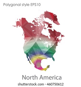 North America map in geometric polygonal style.Abstract gems triangle,modern design background.Vector Illustration EPS10.