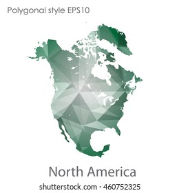 North America map in geometric polygonal style.Abstract gems triangle,modern design background.Vector Illustration EPS10.