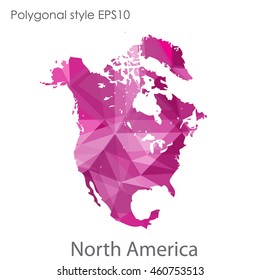 North America map in geometric polygonal style.Abstract gems triangle,modern design background.Vector Illustration EPS10.