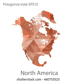 North America map in geometric polygonal style.Abstract gems triangle,modern design background.Vector Illustration EPS10.