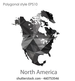 North America map in geometric polygonal style.Abstract gems triangle,modern design background.Vector Illustration EPS10.