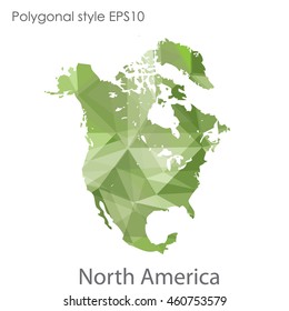 North America map in geometric polygonal style.Abstract gems triangle,modern design background.Vector Illustration EPS10.