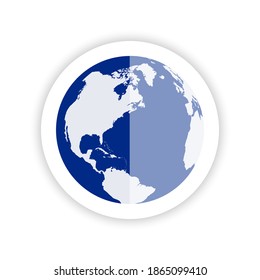 North America map globe. Round icon.