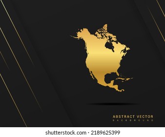 North America map of gold gradient style vector Illustration.