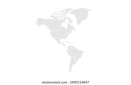 North America map Grayscale,isolated on white background for website layouts,background,education, precise,customizable,Travel worldwide,map silhouette backdrop,earth geography, political,reports.