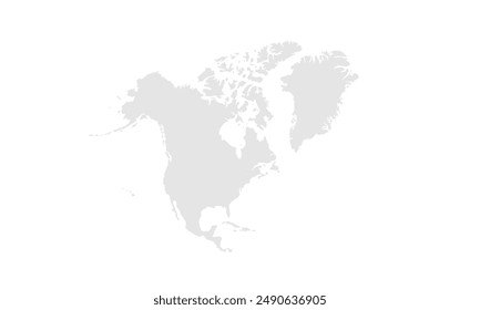 North America map Grayscale,isolated on white background for website layouts,background,education, precise,customizable,Travel worldwide,map silhouette backdrop,earth geography, political,reports.