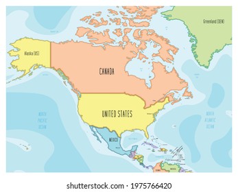 North America map - hand-drawn cartoon style