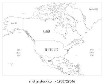 North America map - hand-drawn cartoon style