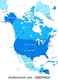 North America map - highly detailed vector illustration