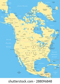 North America Map - Highly Detailed Vector Illustration