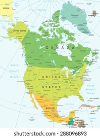 North America map - highly detailed vector illustration