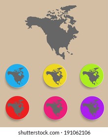 North America Map - Icon Isolated. Vector Illustration