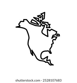 Ícone do mapa da América do Norte. Mapa da América do Norte. Design de ícone simples. Ilustração vetorial