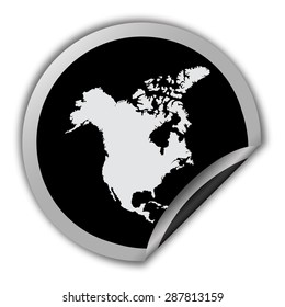 North America map icon - round vector sticker