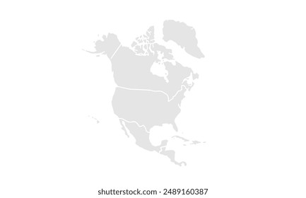 North America map illustration,isolated on white background.for website layouts, background, education, precise, customizable, Travel worldwide, map silhouette backdrop, earth geography, political.