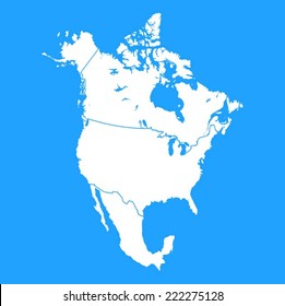 North America map including US, Mexico and Canada 