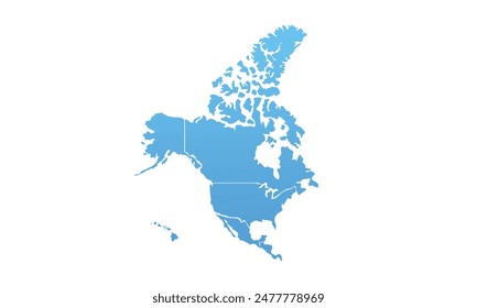 North America map isolated modern colorful style. for website layouts, background, education, precise, customizable, Travel worldwide, map silhouette backdrop, earth geography, political, reports.