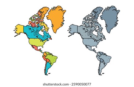 North America map isolated modern colorful style. for website layouts, background, education, precise, customizable, earth geography, political, reports.