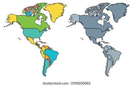 North America map isolated modern colorful style. for website layouts, background, education, precise, customizable, earth geography, political, reports.