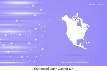 North America map isolated on purple background. Vector Illustration.