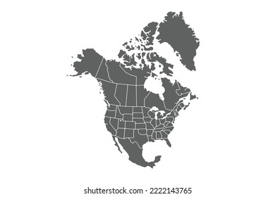 North America map isolated on white background.