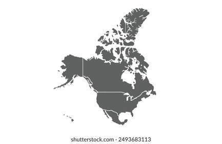 North America map isolated on white background. for website layouts, background, education, precise, customizable, Travel worldwide, map silhouette backdrop, earth geography, political, reports.