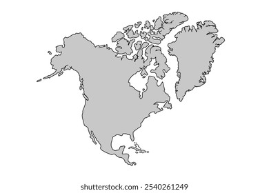 North America map isolated on white background. for website layouts,background,education, precise,customizable,Travel worldwide,map silhouette backdrop,earth geography, political,reports.Map Outline.