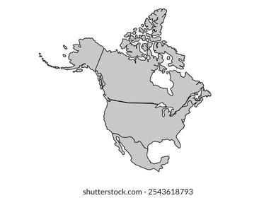 North America map isolated on white background.for website layouts,background,education, precise,customizable,Travel worldwide,map silhouette backdrop,earth geography, political,reports.Blank map.