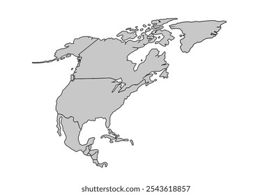 Mapa da América do Norte isolado em fundo branco.para layouts de site, fundo, educação, preciso, personalizável, Viajar em todo o mundo, mapa silhueta fundo, geografia da terra, político, reports.Blank mapa.