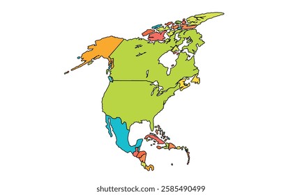 North America map isolated on white background.modern colorful style.