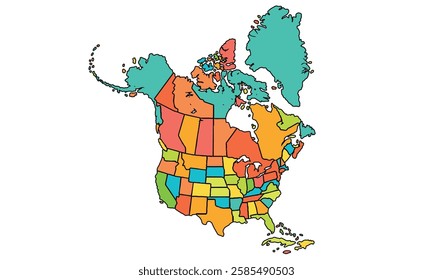 North America map isolated on white background.modern colorful style.