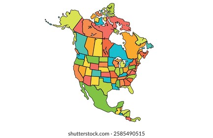 North America map isolated on white background.modern colorful style.