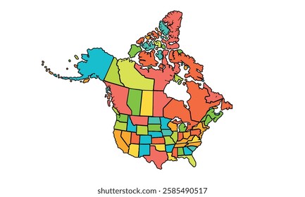 North America map isolated on white background.modern colorful style.