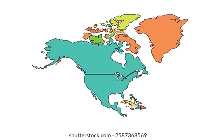 North America map isolated on white background.