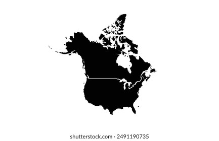 North America map Modern Color,isolated on white background for website layouts,background,education, precise,customizable,Travel worldwide,map silhouette backdrop,earth geography, political,reports.