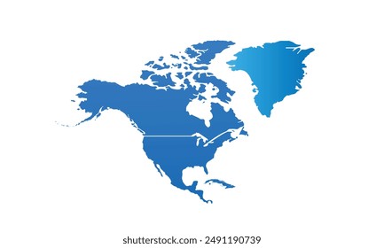 North America map Modern Color,isolated on white background for website layouts,background,education, precise,customizable,Travel worldwide,map silhouette backdrop,earth geography, political,reports.