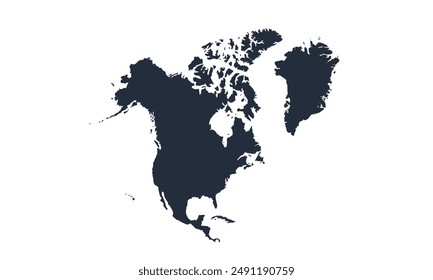 North America map Modern Color,isolated on white background for website layouts,background,education, precise,customizable,Travel worldwide,map silhouette backdrop,earth geography, political,reports.