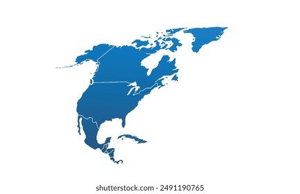 North America map Modern Color,isolated on white background for website layouts,background,education, precise,customizable,Travel worldwide,map silhouette backdrop,earth geography, political,reports.