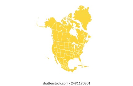North America map Modern Color,isolated on white background for website layouts,background,education, precise,customizable,Travel worldwide,map silhouette backdrop,earth geography, political,reports.