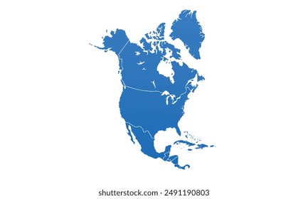 North America map Modern Color,isolated on white background for website layouts,background,education, precise,customizable,Travel worldwide,map silhouette backdrop,earth geography, political,reports.