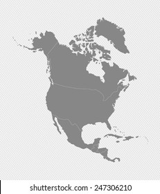 North America Map on gray background